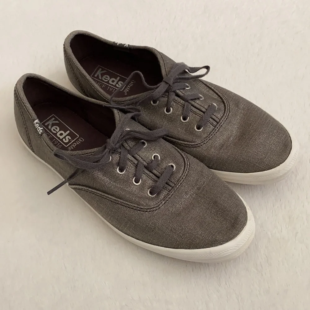 Keds | Champion Ortholite Metallic Linen Gray Sneakers WF57958 Gunmetal Grey 7.5 - Picture 14 of 14